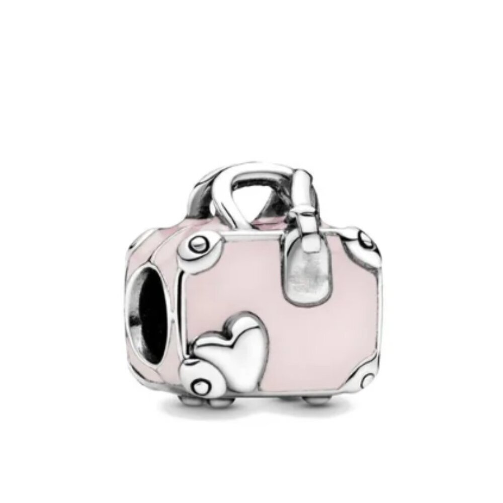 Pink Suitcase Love Travel Bracelet Charm Bead -S925 Sterling Silver Fits Pandora